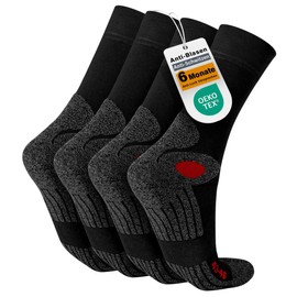 Celodoro 4 Pairs Trekking Socks with Terry Cloth Sole for Men and Women, red, 39-42