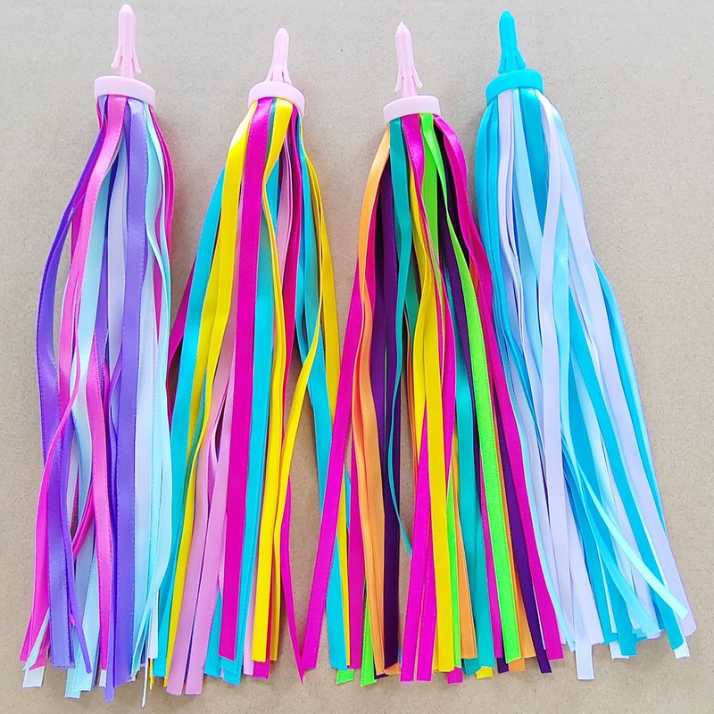 Taicols Kid's Bicycle Handlebar Streamers - 2 Pcs Rainbow Tassels