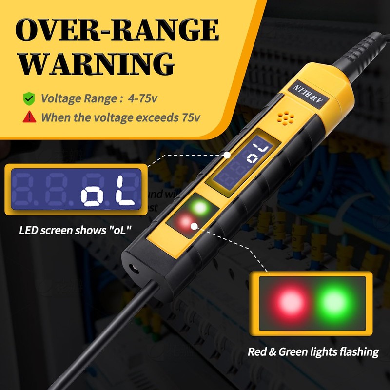 AWBLIN 4-75V DC Automotive Test Light, LCD Digital Light Tester