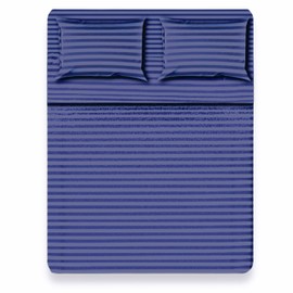 Juego de Sabanas Microfibra Grabada Colores Lisos Super Soft Varios Colores (King Size, Azul Marino)                                                  
