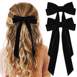 2PCS Velvet Hair Bows Black Hair Ribbon Clips Big Fall Alligator Clips Hair Accessories for Women Girls Toddlers Kids Baby