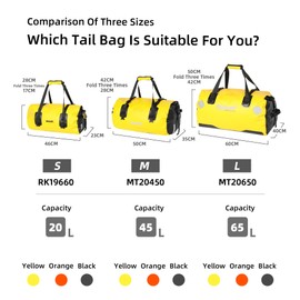 Rhinowalk Motorcycle Tail Bag 20L Waterproof Duffle Dry Bag Motor Travel Luggage Motorcycle Seat Bag Motorbike Rear Rack Trunk Bag for Camping, Boating, Bycycle, Motorcycle-Orange
