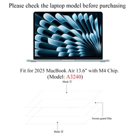 Arisase 2-Pack HD Clear Screen Protector for 2025 MacBook Air 13.6" (A3240, M4 Chip), Anti-Fingerprint & Scratch-Resistant Accessories 5H Hardness Protector for MacBook Air 13.6 Inch (Clear)