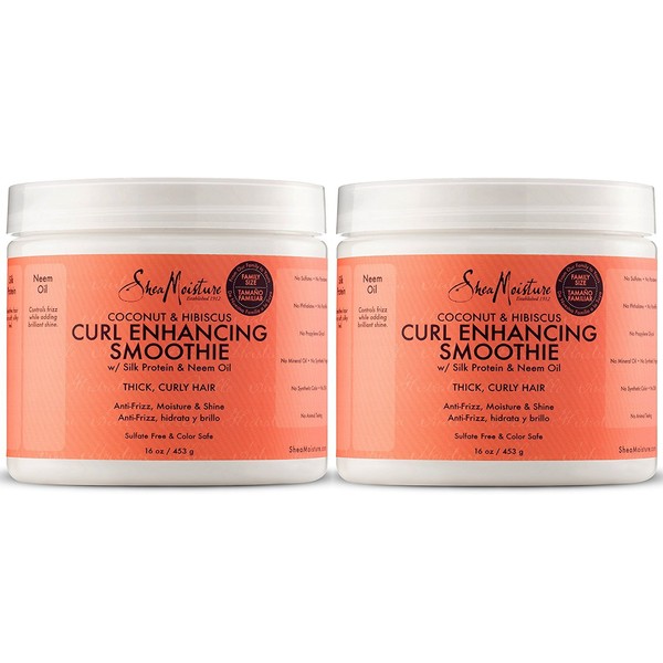 Shea Moisture Coconut and Hibiscus Curl Enhancing Smoothie | Family Size | 16 oz. (2 Pack)