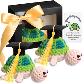 Geelin Graduation Positive Crochet Animals Gifts Set Grad Emotional Crochet Dolls with Positive Messages Graduation Stuffed Animal of 2025 Grad Gifts for High School College(Turtle)