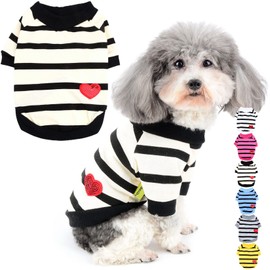 Zunea Dog Shirts for Small Dogs Summer Basic T-Shirt Stripes Puppy Clothing Sequins Love Heart Sweatshirt Soft Cotton Tee Shirt Pet Clothes Jumper Chihuahua Clothing Yellow M