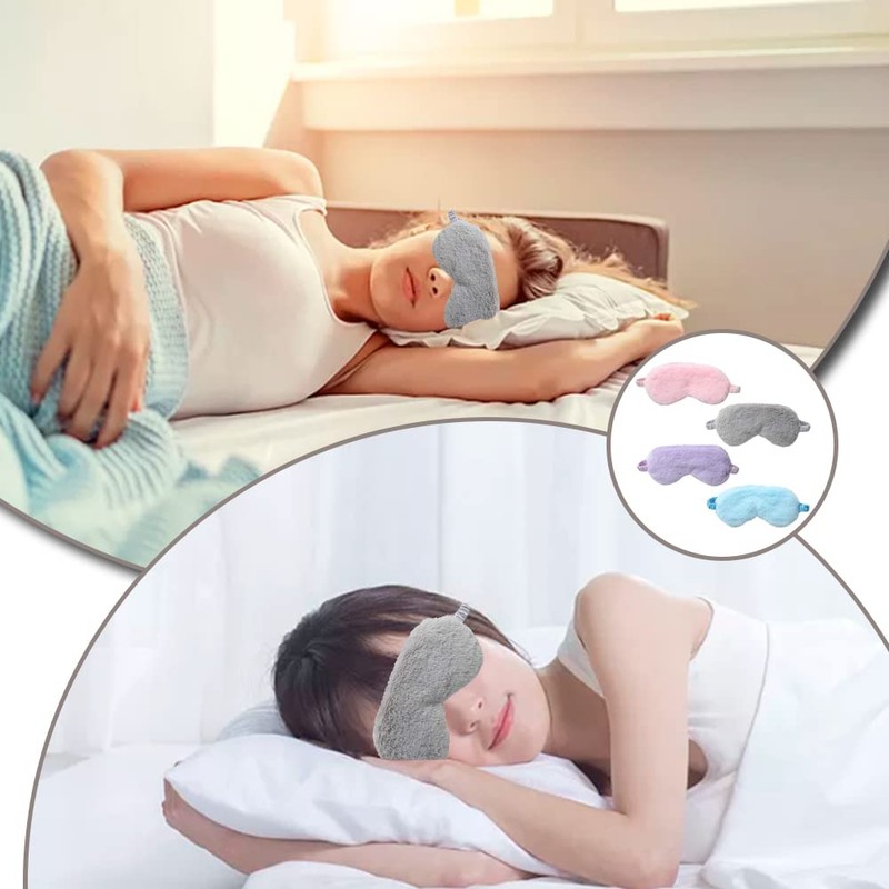 JorJorLer 4 Pcs Plush Silk Sleep Mask, Adjustable Rabbit Blindfold