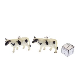 Miniblings Kühe Ohrringe Hänger Tier Farm Bauernhof Kuh 30mm Gummi - Handmade Modeschmuck I Ohrhänger Ohrschmuck versilbert