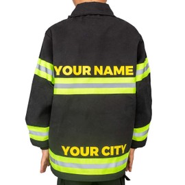 Costume Agent Custom Fireman Fire Fighter Child Costume Jacket and Pants Set - Black (4/5T)