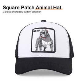 Trucker Hat Men Animal Snapback Hats Adjustable Embroidered Baseball Cap Mesh Breathable Square Patch Women Caps