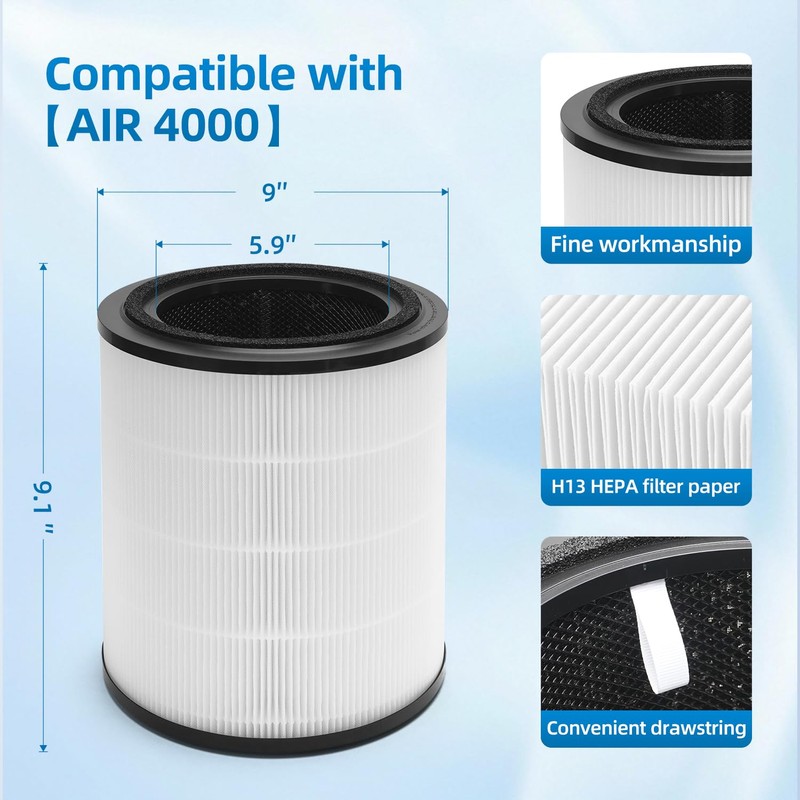 4000 Replacement Filter Compatible With BOSCH 4000 Air Purifier,3-In-1 HEPA