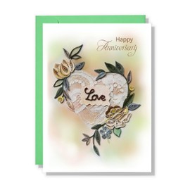 MeeSunnie Happy Lace Anniversary Card for Him, Milestone Quilling Card, Marriage, Soulmates, Celebration, Being Together, Valentine Love Couples, Husband (Blue)