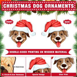 Thyle 24 Pcs Chow Chow Dog Christmas Tree Ornament Puppy Hanging Wood Xmas Ornament Rustic Wooden Cute Pet Dog Ornaments with Gold Rope Dog Lover Gifts for Christmas Holiday Party