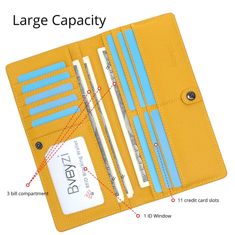 Bveyzi Ultra Slim Thin Leather RFID Blocking Credit Card Holder