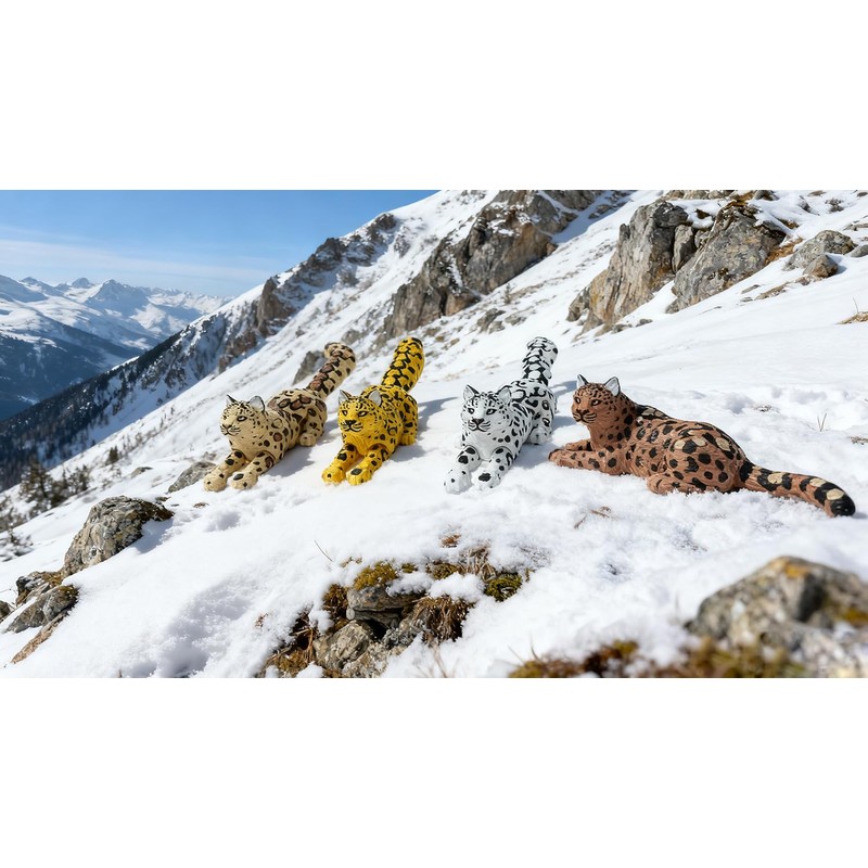 QINGMIAO 8.3 Inch 3D Printed Animals Snow Leopard Realistic, 3D