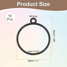 uxcell 16 Pcs Open Bezel, Round Resin Bezels Pendants Open Back Bezels Metal Hollow Frame Charm for DIY Resin Crafts Earrings Jewelry Making, Black