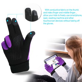 AXKAL Winter Gloves Kids Cycling Grip Warm Comfortable Anti-Slip Value Pair, Glove Soft Durable Running Walking Hiking School Lightweight For Boys Girls Youth Children (M, Purple)