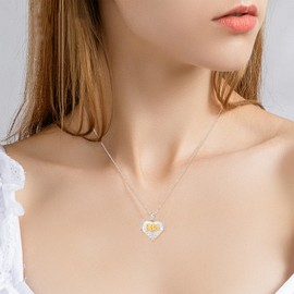 TANGPOET Angel Number Chain for Women Girls Silver 925 Angel Number Necklace Heart Pendant Jewellery Gifts for Rapper Fans Birthday Valentine's Day Mother's Day, Sterling Silver, Cubic Zirconia