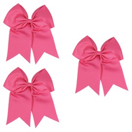 Kenz Laurenz Cheer Bows Pink - Cheerleading Softball Gifts for Girls and Women Team Bow with Ponytail Holder Complete your Cheerleader Outfit Uniform Strong Hair Ties Bands Elastics (3)