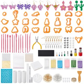 WEBEEDY 295 PCS DIY Clay Earring Making Kit Mandragora Butterfly Flower Clay Earring Making Kit for Adults Beginner,Clay Jewelry Making Kit with 25 Clay Cutters,Sculpting Tool,Jewelry Accessories Gift