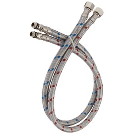 BWE 24-Inch Long Faucet Connector Braided Stainless Steel Supply Hose 3/8-Inch Female Compression Thread x M10 Male Connector, x 2 Pcs (1 Pair)