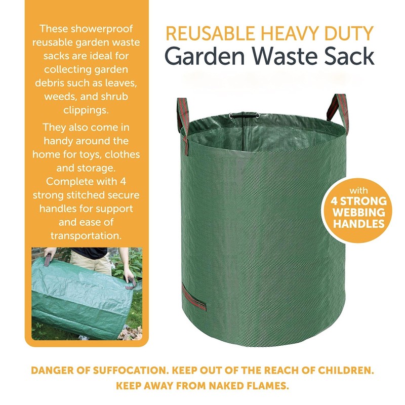 ADEPTNA Reusable Heavy Duty Garden Bag Waste Rubbish Grass Sack