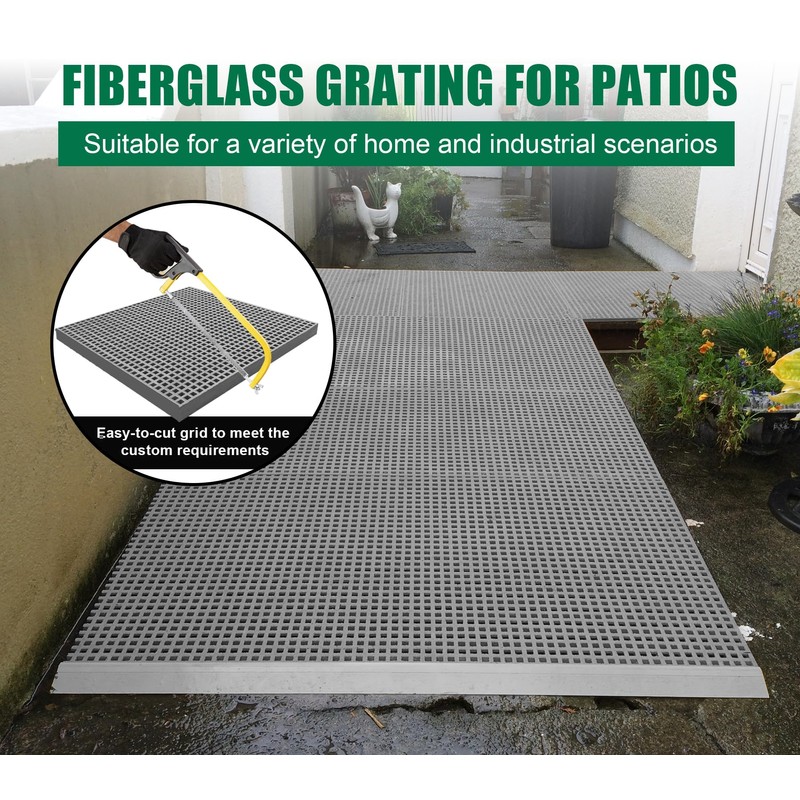 Natotela 24x24x1.5in Fiberglass Molded Grating Micro-Mesh High Strength