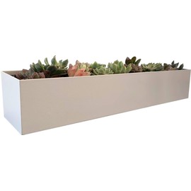 PSOIRGCNH Modern Metal Trough Planter - Rectangle Succulent Planter Box - 32" Window Sill Planters - Decorative Indoor/Outdoor Table or Window - Windowsill Herb (1pc 32'' White)