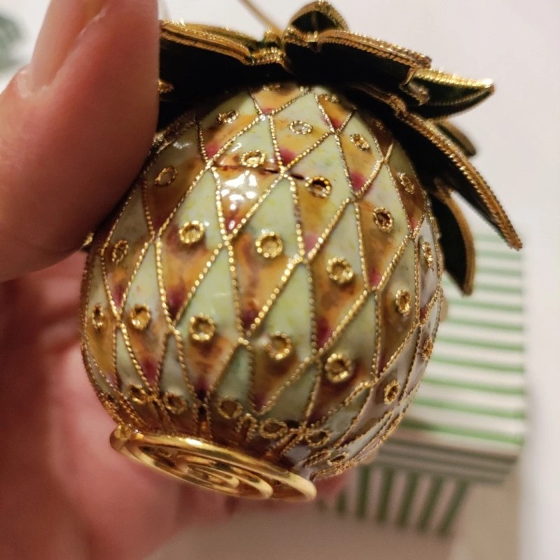 Mount Vernon Cloisonne Pineapple Enameled Decorative Ornament Figurine Tropical
