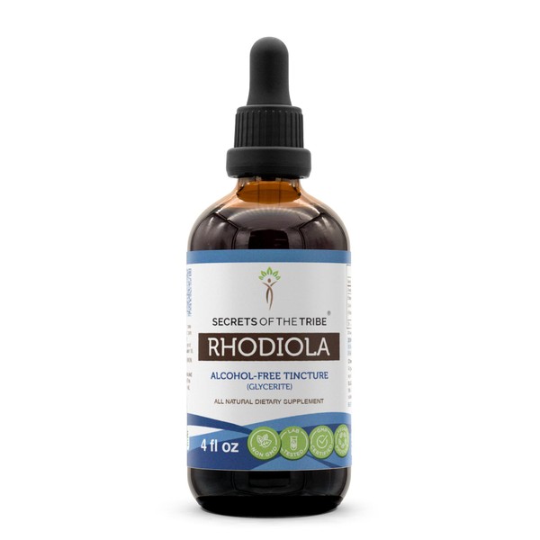 Secrets of the Tribe Rhodiola Alcohol-Free Tincture Liquid Extract, Rhodiola (Rhodiola Rosea) Dried Root (4 fl oz)