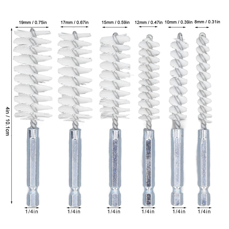 6-Piece Drill Cleaning Brush Set, Rustproof, 4 Inch Twisted Wire