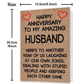 Ziwenhu Anniversary Card for Husband,Happy Wedding Gifts from Wife,Cool Aday Card for Husband Boyfriend Fiance,Anniversary Greeting Cards for Him