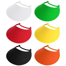 SUMERSHA 6Pcs Foam Sun Visors for Women Sun Visor Hat Summer Sun Protection Hat Adjustable Foam Visors with Coil Bands Assorted Colors Soft Visors for Beach Outdoor Sports Multi