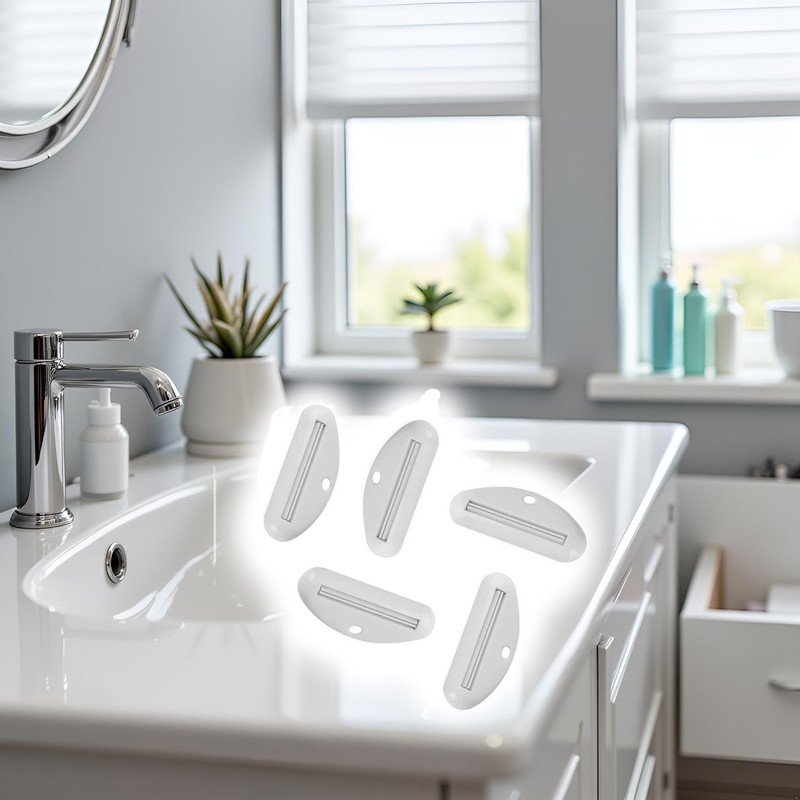 Zhuluck 5Pcs White Toothpaste Squeezer,Plastic Toothpaste Tube Squeezer Dispenser,Toothpaste Clips
