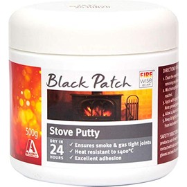Black Patch Stove Putty 500g Ideal for Fuel Stoves and Barbeques and Installing Fibreglass Rope, Filling Holes, Cracks or Sealing Flues.