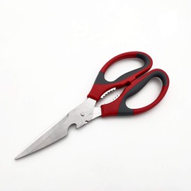 Accod Kitchen Scissor Stainless Steel Multi-Function Kitchen Scissors Sturdy Household Kitchen Scissors for Chicken, Fish, Meat, Vegetables and Nuts Chef Scissors and Poultry Scissors (Red)