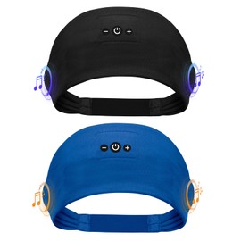 BULYPAZY 2PCS Sleeping Headphones, Headband Headphones with HD Stereo Speakers, Bluetooth Headband for Sports, Running, Workouts, Yoga, Travel, Gift - Black&Blue