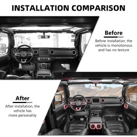 RAZPOY for JL 21PCS Interior Trim Kit, Steering Wheel Trim Dashboard Air Conditioning Vent Inner Door Handle Bowl Cover Compatible with Jeep Wrangler JL 2018-2023 4-Door, Pink