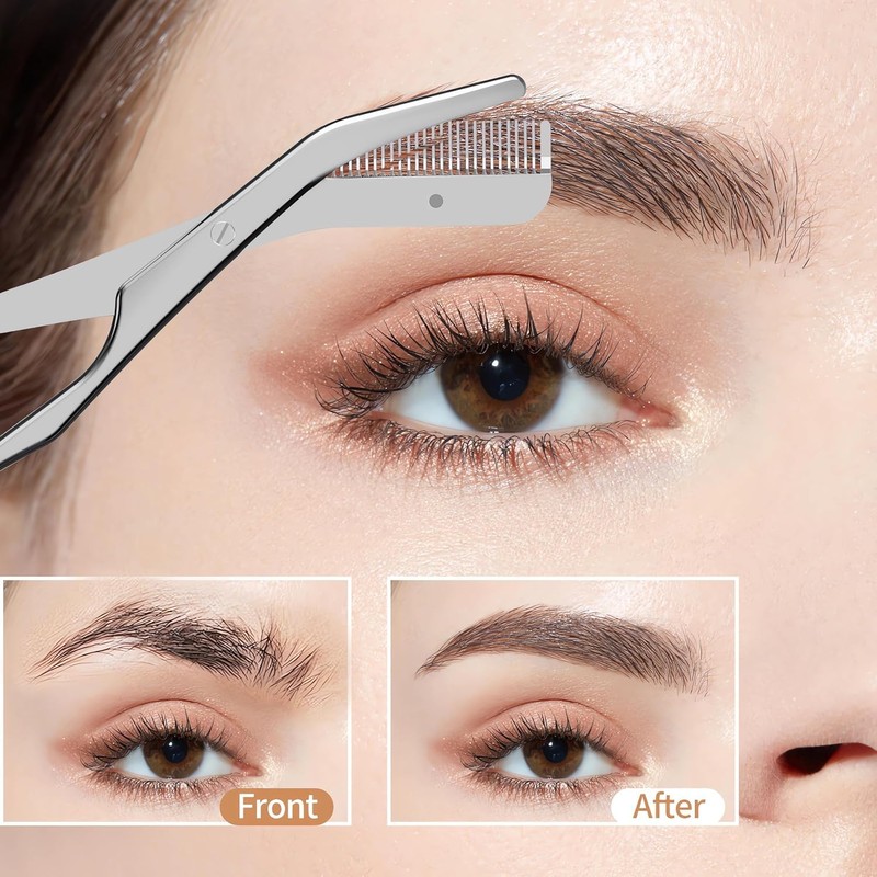 Eyebrow Trimmer Scissors with Comb Grooming Scissors for Women/Men, Easy