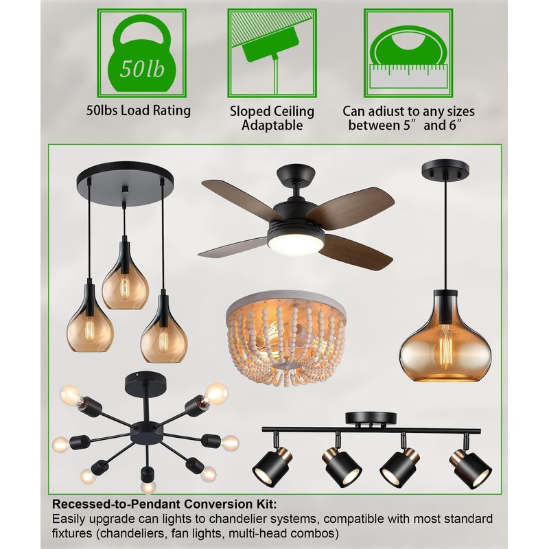 AKEETO 5 & 6 Inch Recessed Can Light Conversion Kit,