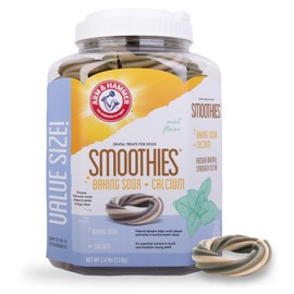 Arm & Hammer for Pets Smoothies Dental Treats for Dogs with Baking Soda and Calcium, Help Fight Bad Breath, Plaque & Tartar without Brushing, Mint, Ring Shaped, 32 Pcs (Packaging may vary)