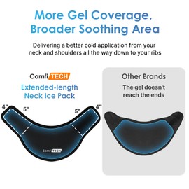 ComfiTECH Neck Ice Pack Wrap with Extended Gel Coverage for Cervical, Shoulder and Rib, Reusable Cold Application for Office Stiff Neck, Swelling, Medium