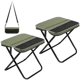 fanivshi Camping Stool 2 Pack,13.5 Inch Collapsible Folding Portable Retractable Telescoping Foldable Stool for Adults Outdoor Camping Fishing Hiking Carrying Straps(Green).