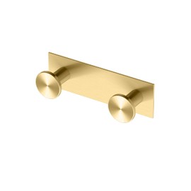 Gatco 1284B Glam All Modern Double Hook, Brushed Brass | Wall Mounted 6.50" W X 2.00" H 2-Hook Robe and Towel Holder
