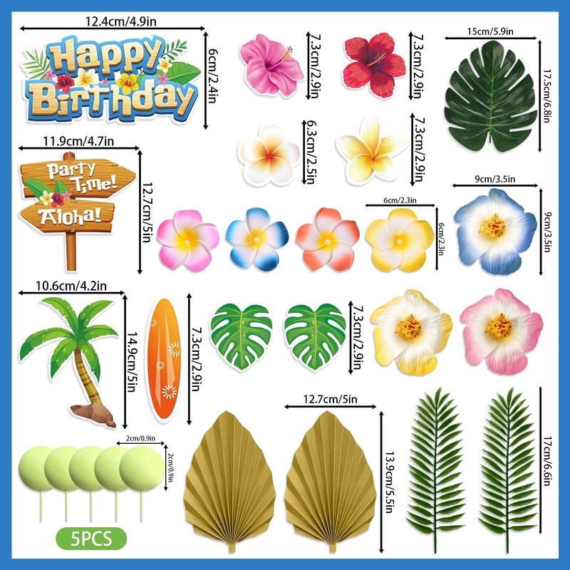 Decoración hawaiana para tartas