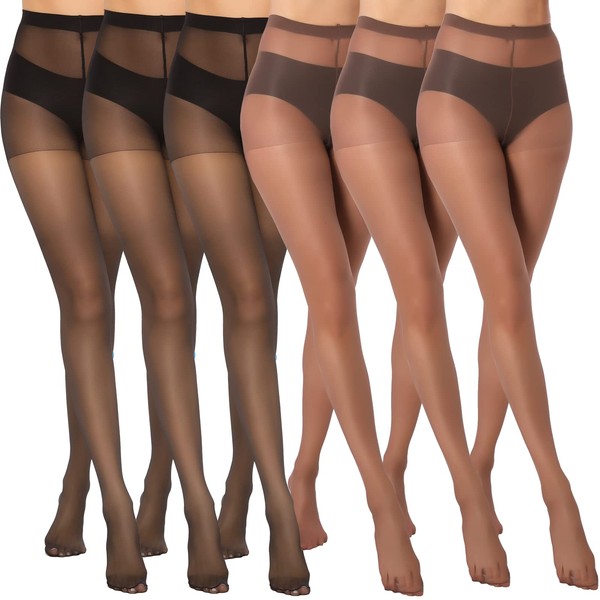 MANZI Women's Black (3 Pairs) Coffe (3 Pairs) Sheer Soft