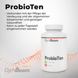 GymBeam Gymbeam ProbioTen mit zehn St?mmen probiotischer Bakterien und pr?biotischen Inulin, Kombination aus Probiotika und Inulin, untersttzt Darmmikrobiom und Verdauung, 60 caps