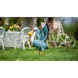 TERESA'S COLLECTIONS Pelican Statues Outdoor, 16.5" Metal Pelican Decor Spread Wings Coastal Ocean Bird Decoraticve Garden Statues & Sculptures Lawn Ornaments for Pool,Patio Porch,Gifts for Mom