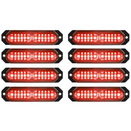 ASPL 8 luces estroboscópicas intermitentes para montaje en superficie, ultra delgadas, 12 luces LED para camión, coche, vehículo, miniviralla, cabezal de emergencia, luces de advertencia de peligro (rojo)