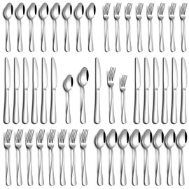 PHILIPALA 40 Piece Silverware Set, Stainless Steel Flatware Set for 8 Food Grade Cutlery Utensil Set Include Knife Fork Spoon Mirror Polished Dishwasher Safe